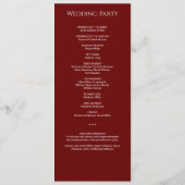 シンプルクリムゾンレッド結婚モノグラム式 プログラム (裏面)