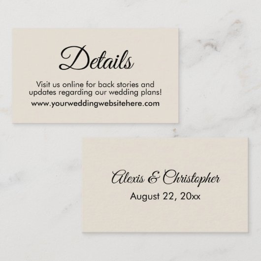 シンプルクリーエレガントムの結婚詳細 エンクロージャーカード (正面/裏面)