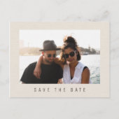 シンプルクリーエレガントム結婚ブラウンの写真救日付 案内ポストカード (正面)