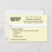 シンプルクリームとスレートテキストの結婚式RSVP 出欠カード (正面)