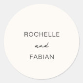 シンプルクリームエレガントな結婚式 ラウンドシール (正面)