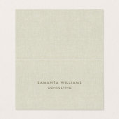 シンプルクリームカラーナチュラルリネンテクスチャプリント 名刺 (外部フラット)