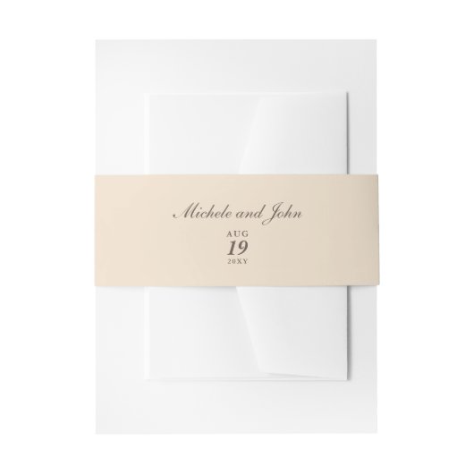 シンプルクリームタンベージュヴィンテージベリーバンド 招待状ベリーバンド (正面例)