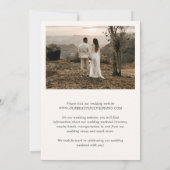 シンプルクリームフォトエレガントな結婚式 セーブザデート (裏面)