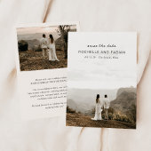 シンプルクリームフォトエレガントな結婚式 セーブザデート