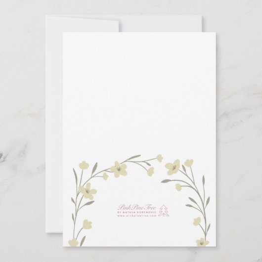 シンプルクリームベージュワイルドフラワーアーチブライダルシャワー 招待状 (裏面)