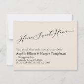 シンプルクリームホームスイートホームニューアドレスカード ノートカード (正面)