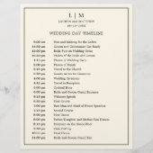 シンプルクリームモノグラムエレガントなウェディングタイムライン (正面)