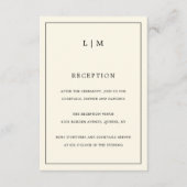 シンプルクリームモノグラムエレガントウェディング エンクロージャーカード (正面)