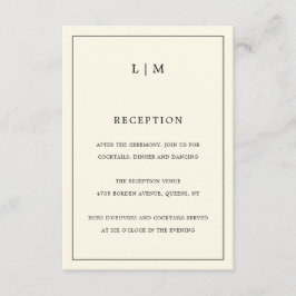 シンプルクリームモノグラムエレガントウェディング エンクロージャーカード