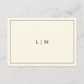 シンプルクリームモノグラムエレガントウェディング エンクロージャーカード (裏面)