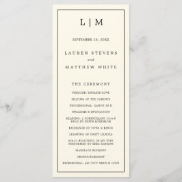 シンプルクリームモノグラムエレガントウェディング プログラム
