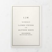 シンプルクリームモノグラムエレガントウェディング 三つ折り招待状 (カバー)