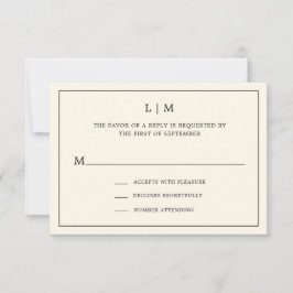 シンプルクリームモノグラムエレガントウェディング 出欠カード