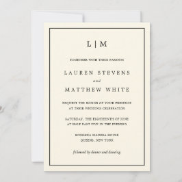 シンプルクリームモノグラムエレガントウェディング 招待状