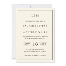 シンプルクリームモノグラムエレガントウェディング