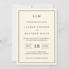 シンプルクリームモノグラムエレガントウェディング 招待状