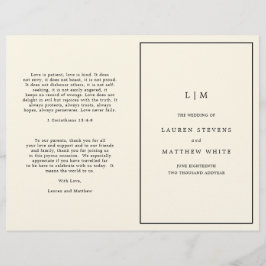 シンプルクリームモノグラムエレガント結婚式プログラム