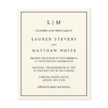 シンプルクリームモノグラムバジェットウェディング招待