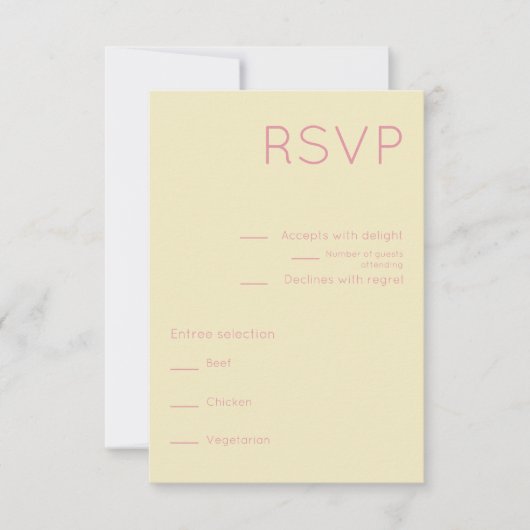 シンプルクリーム&ピンクミッドセンチュリーモダンズ結婚 出欠カード (正面)