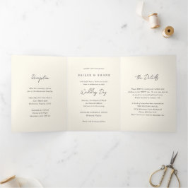 シンプルクリーモダンム結婚ズ 三つ折り招待状