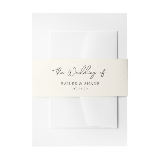 シンプルクリーモダンム結婚ズ 招待状ベリーバンド (正面例)