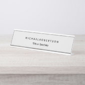 シンプルクリーンエレガントミニマモダンリスト灰色 デスクネームプレート (正面)