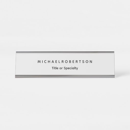 シンプルクリーンエレガントミニマモダンリスト灰色 デスクネームプレート (正面)