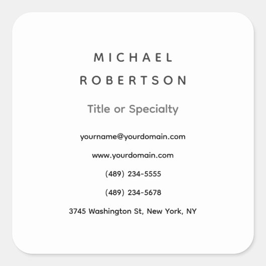 シンプルクリーンエレガントミニマモダンリスト白灰色 スクエアシール (正面)