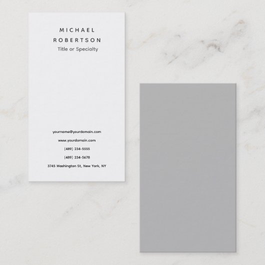 シンプルクリーンエレガントミニマモダンリスト白灰色 名刺 (正面/裏面)