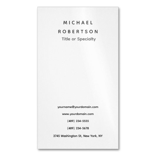 シンプルクリーンエレガントミモダンミナリスト白黒 マグネット名刺 (正面縦)