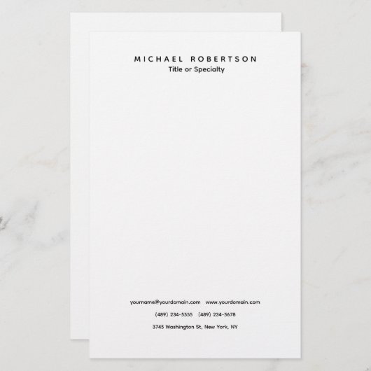 シンプルクリーンエレガントミモダンミナリスト白黒 便箋 (正面/裏面)