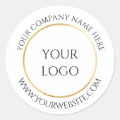シンプルクリーンカスタムホワイト会社ロゴ ラウンドシール (正面)