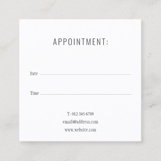 シンプルクリーンビジネススクエアアポイントメントカード スクエア名刺 (正面)