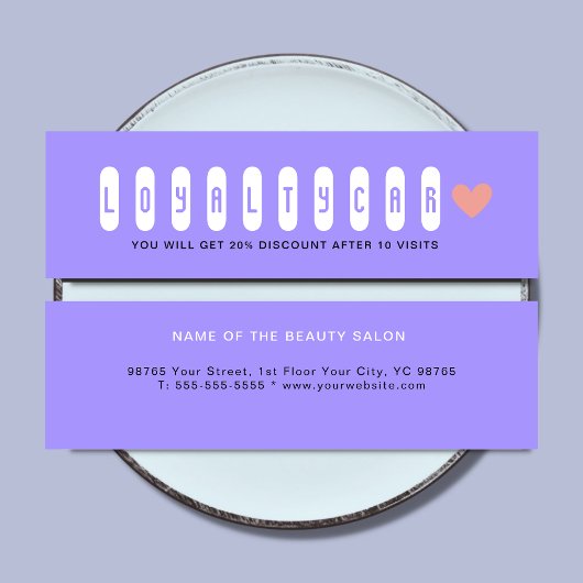 シンプルクリーンピンクハート&パステルブルーボーティシャン ロイヤリティカード