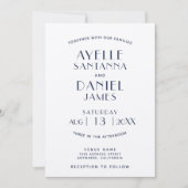 シンプルクリーンミニマルベージュ色ネイビー結婚式招待状 招待状 (正面)