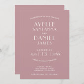 シンプルクリーンミニマル赤面ベージュ色結婚式招待状 招待状 (正面/裏面)