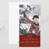 シンプルクリーンレッドグリーンクリスマスホリデーフォト シーズンカード (正面/裏面)