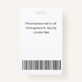 シンプルクリーン灰色テンプレート従業員写真名ID バッジ (裏面)