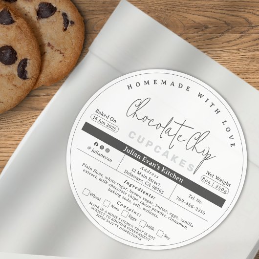 シンプルクリーン自家製コテージ食品法ラベル ラウンドシール