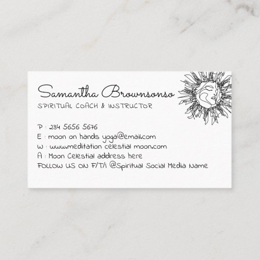 シンプルクリーン難解な女性の天日顔 名刺 (裏面)