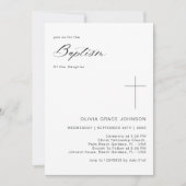 シンプルクリーン黒と白のバプテ男女兼用ィス 招待状 (正面)