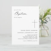 シンプルクリーン黒と白のバプテ男女兼用ィス 招待状 (スタンド正面)