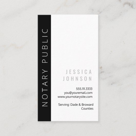 シンプルクリーン黒と白ミニマル公証人公共 名刺 (正面)