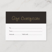 シンプルクリーン黒金ゴールドフェイクギフト証明書 割引カード (正面)