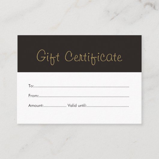 シンプルクリーン黒金ゴールドフェイクギフト証明書 割引カード (正面)