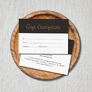 シンプルクリーン黒金ゴールドフェイクギフト証明書 割引カード