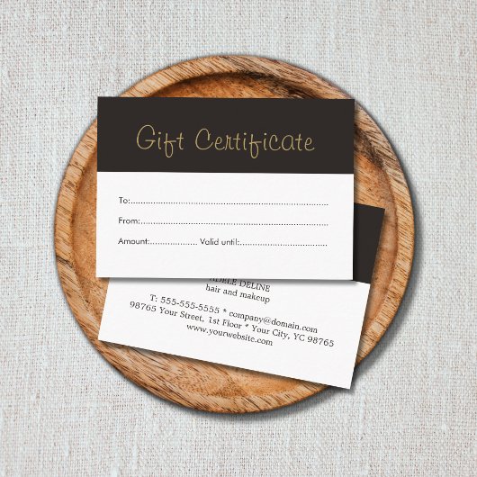 シンプルクリーン黒金ゴールドフェイクギフト証明書 割引カード