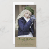 シンプルクリー素朴ングリーンクリスマスホリデー写真 シーズンカード (正面/裏面)