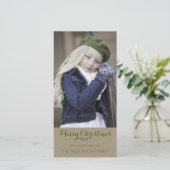 シンプルクリー素朴ングリーンクリスマスホリデー写真 シーズンカード (スタンド正面)